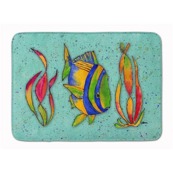 Carolines Treasures Carolines Treasures 8569RUG Tropical Fish on Teal Machine Washable Memory Foam 8569RUG - main